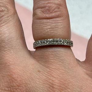 14k solid white gold ring with diamonds